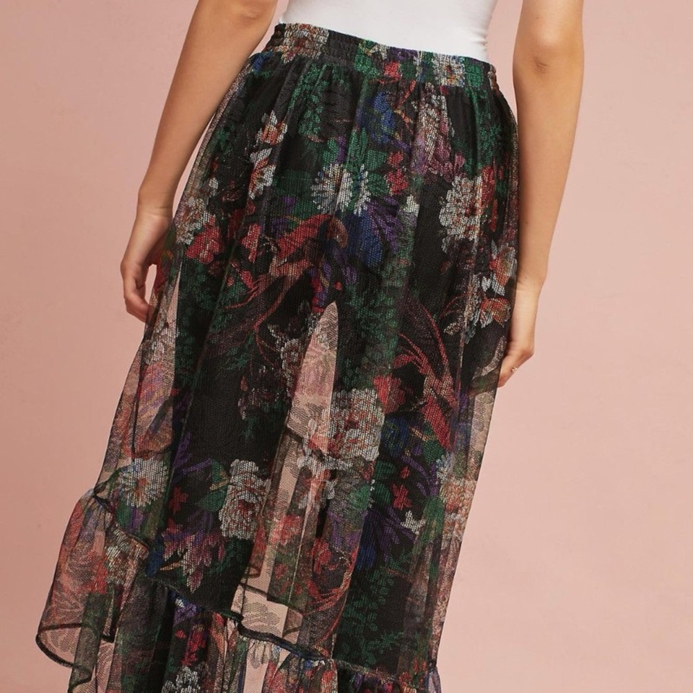 Anthropologie Meena Skirted Pants, by Maeve Floral Ruffle Midi Skirt Size M NWOT - Picture 4 of 14